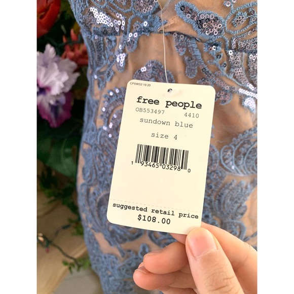 Free People Night Shimmers Sequin Mini Dress in Blue - Picture 12 of 15